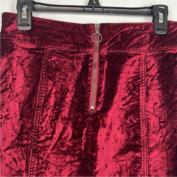 Free People Retro Wine Red Crushed Velvet Mini Skirt. Size 28. - Picture 8 of 12